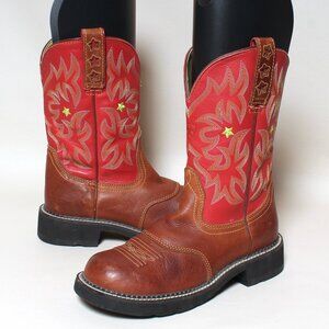 Womens Ariat Boots ProBaby Size 8.5 B Pink Leather Cowgirl Western Boot 16762